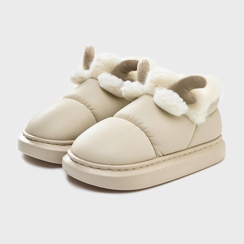 

Хлопковые тапочки с рогами лося, зимние женские домашние нескользящие пушистые тапочки для улицы, теплые высокие всеохватывающие хлопковые туфли 40-41 (suitable for 39-40 feet) абрикосовый