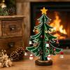 Small Wood Christmas Tree Ornament Wooden Ornaments, 3D Rustic Tabletop Decor Mini Ornaments for Home Desk, Reusable Nordic Style Holiday Centerpiece