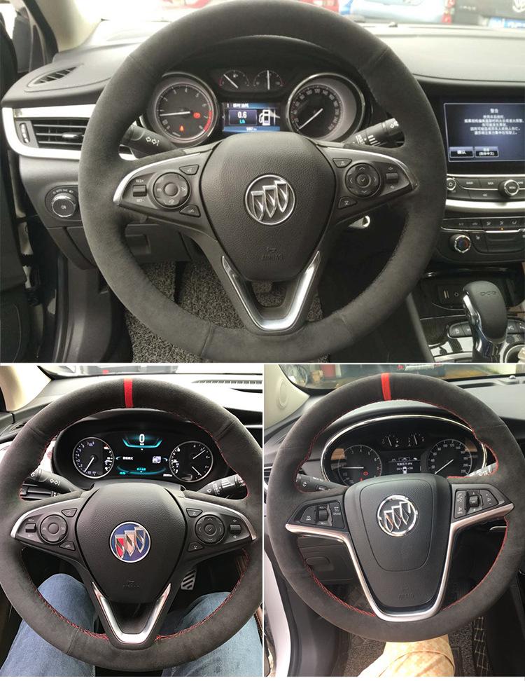 Suede Hand-Sewn Steering Wheel Cover for Buick: Envision, Excelle, Regal, LaCrosse, Encore.