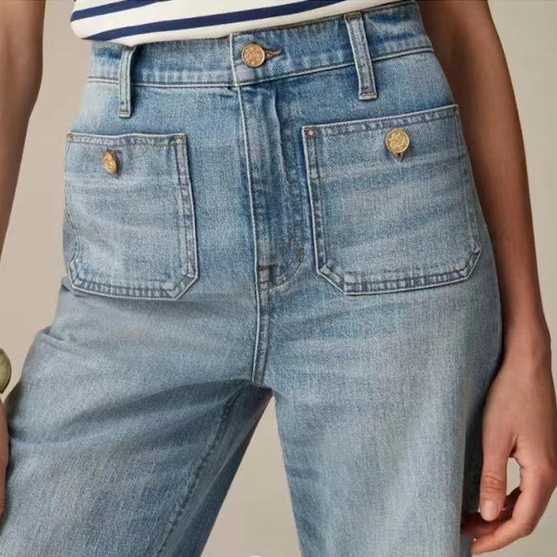 

Модные свободные карманы, джинсы больших размеров, длинные брюки, элегантные прямые, широкие женские джинсовые брюки, повседневные брюки весна-осень, одежда 1146 3XL