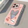 Korean Cute Love Heart Hollow Mirror Phone Case For iPhone 17 Cases For iPhone 13 15 14 12 11 16 Pro Max XR XS X 7 8 Plus Cover