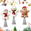 Reusable Christmas Tree Decor Wool Felt Topper, Cute Snowman/Santa Claus Treetop Ornament with Snowman Holiday Spring Base, Xmas Decoration