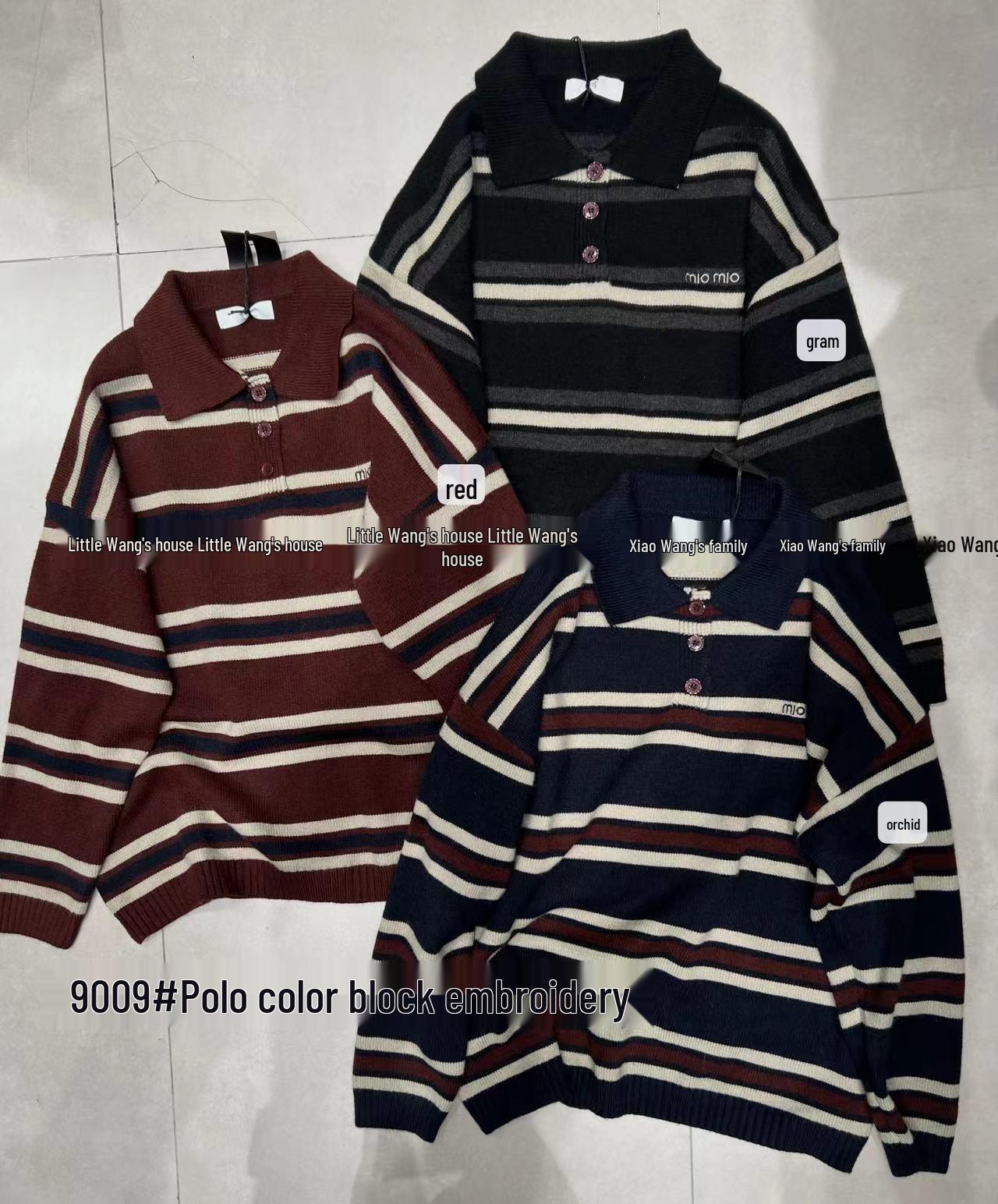 

Зимний корейский вязаный свитер поло в полоску большого размера для женщин от Сяо Вана One Size красный