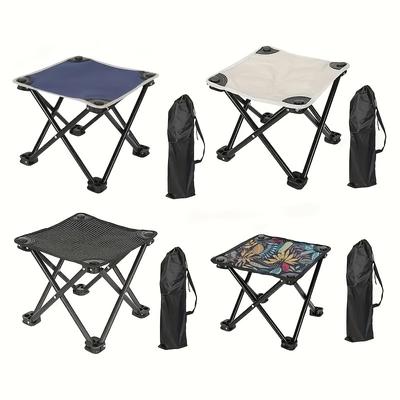 Ultra-Light Portable Folding Camping Stool with Storage Bag Side Pocket - Durable Frame, Quick Setup, Ideal for Camping, Fishing, Outdoor Activities