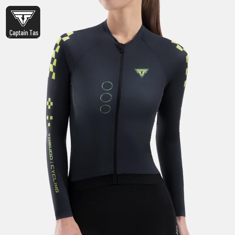 TOSUOD Unisex Windproof Cycling Jersey - Spring/Autumn, Slim Fit, Sweat-Wicking, Long Sleeve XS
