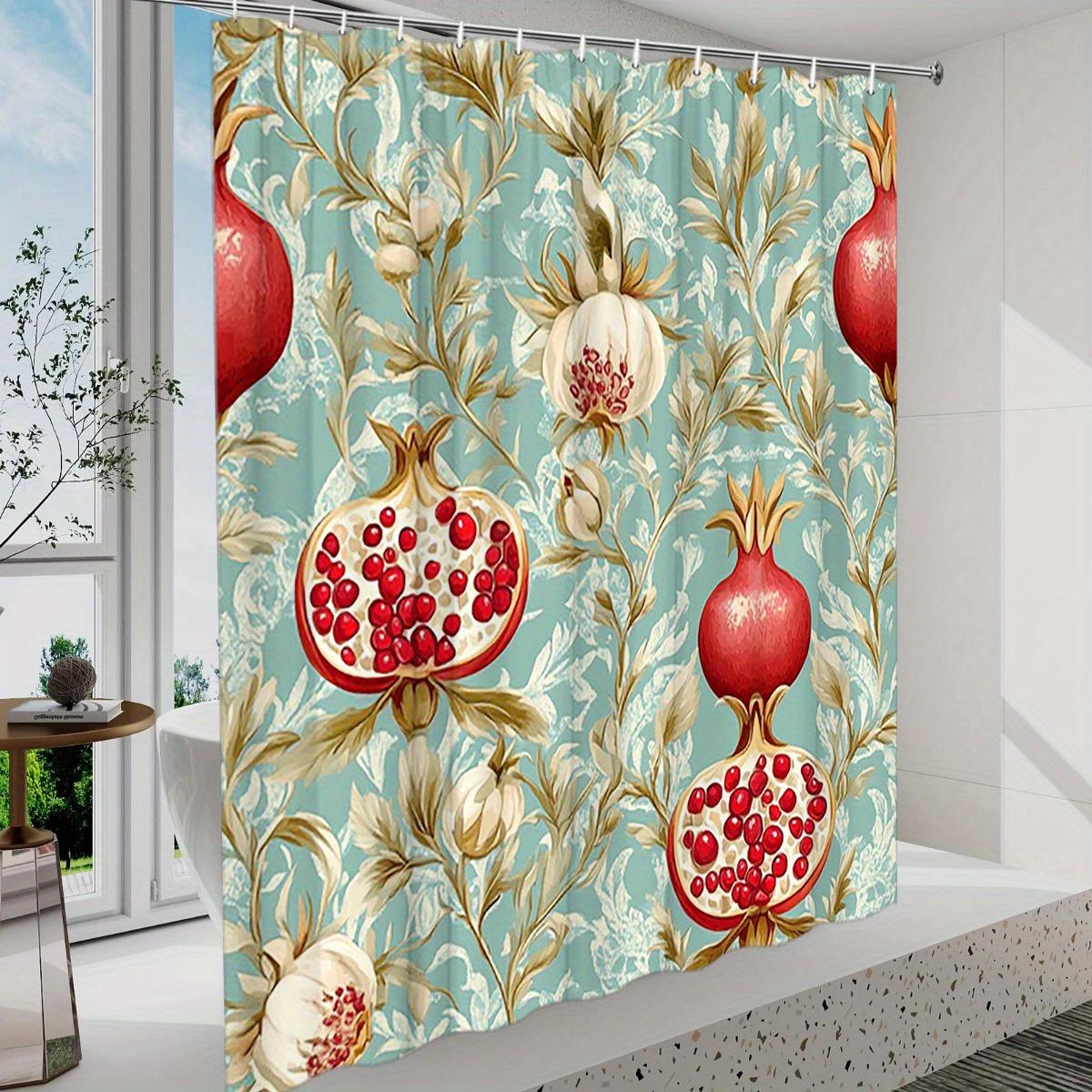 

Festive Pomegranates And Leaves Shower Curtain - Water-Resistant, Easy To Clean, Adds A Vibrant And Elegant Touch To Your 120x180cm