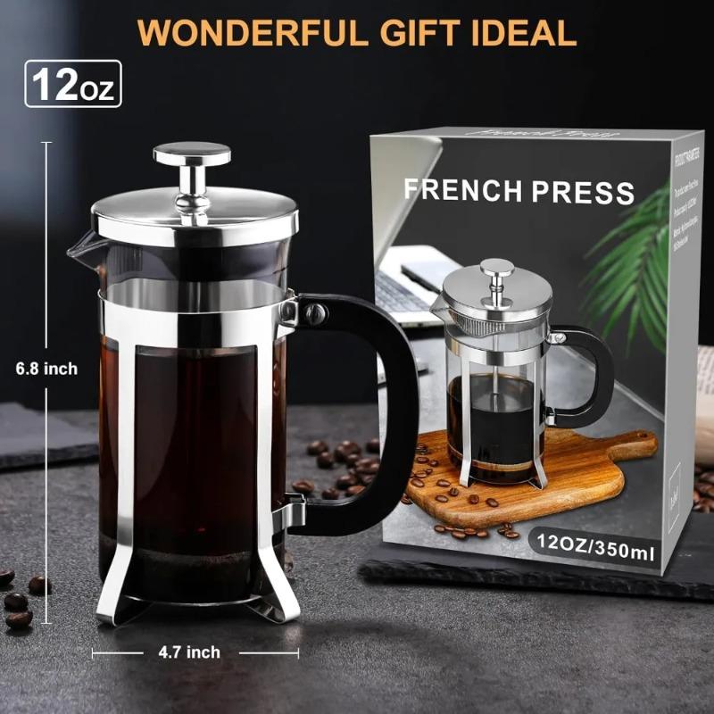 French Coffee Machine Coffee Press Filter Press Milk Frother Stainless Steel Bracket Heat-resistant Glass