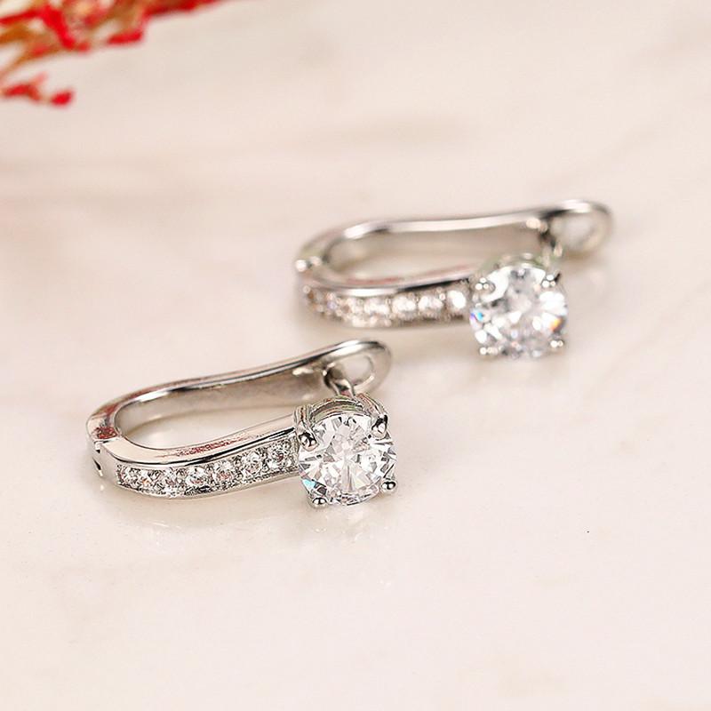 

BELLA BOX Простые стильные серьги-кольца для женщин, посеребренные серьги с кристаллами кубического циркония, нежные женские серьги, ювелирные изделия для повседневной носки