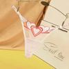 Love Heart Lolita Embroidered Lace-Up Thong - Plus Size Adjustable Sheer Anime Panties