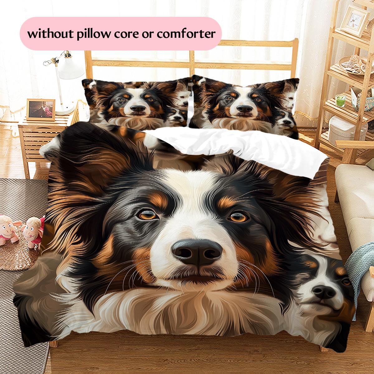 

Border Collie Pattern Bedding Home Decoration Birthday Gift (1 * duvet cover + 2 * pillowcase, without core) 135x200cm