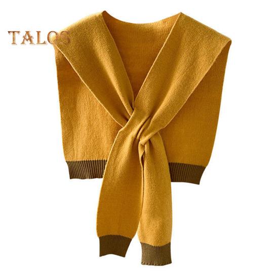 Women Knitting Shawl Patchwork Color Soft Knotted Design Versatile Soft Texture Shawl Winter Warm Scarf