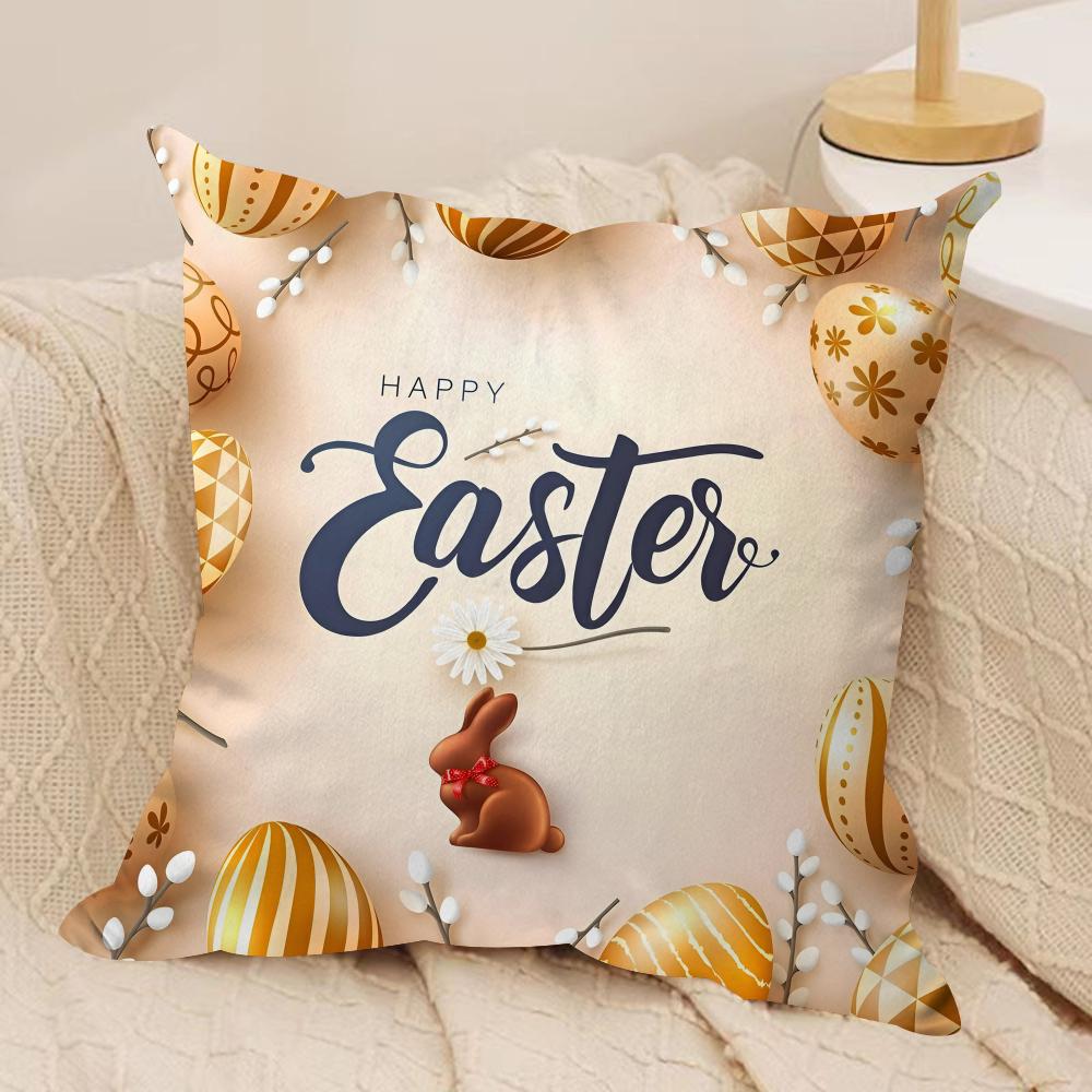 

Eggs Rabbits Easter Cushion Cover Soft Plush Throw Pillow Cover DoubleSided Printed Cushion Case Cozy Sofa Home Decor 30x30cm
