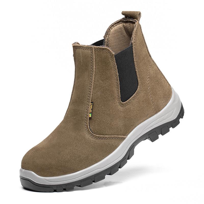 

Fashion labor insurance shoes Men s cowhide breathable steel bag head anti-smashing, anti-piercing, wear-resistant solid bottom work shoes 38 & A23 khaki (single shoe) size 38 хакі