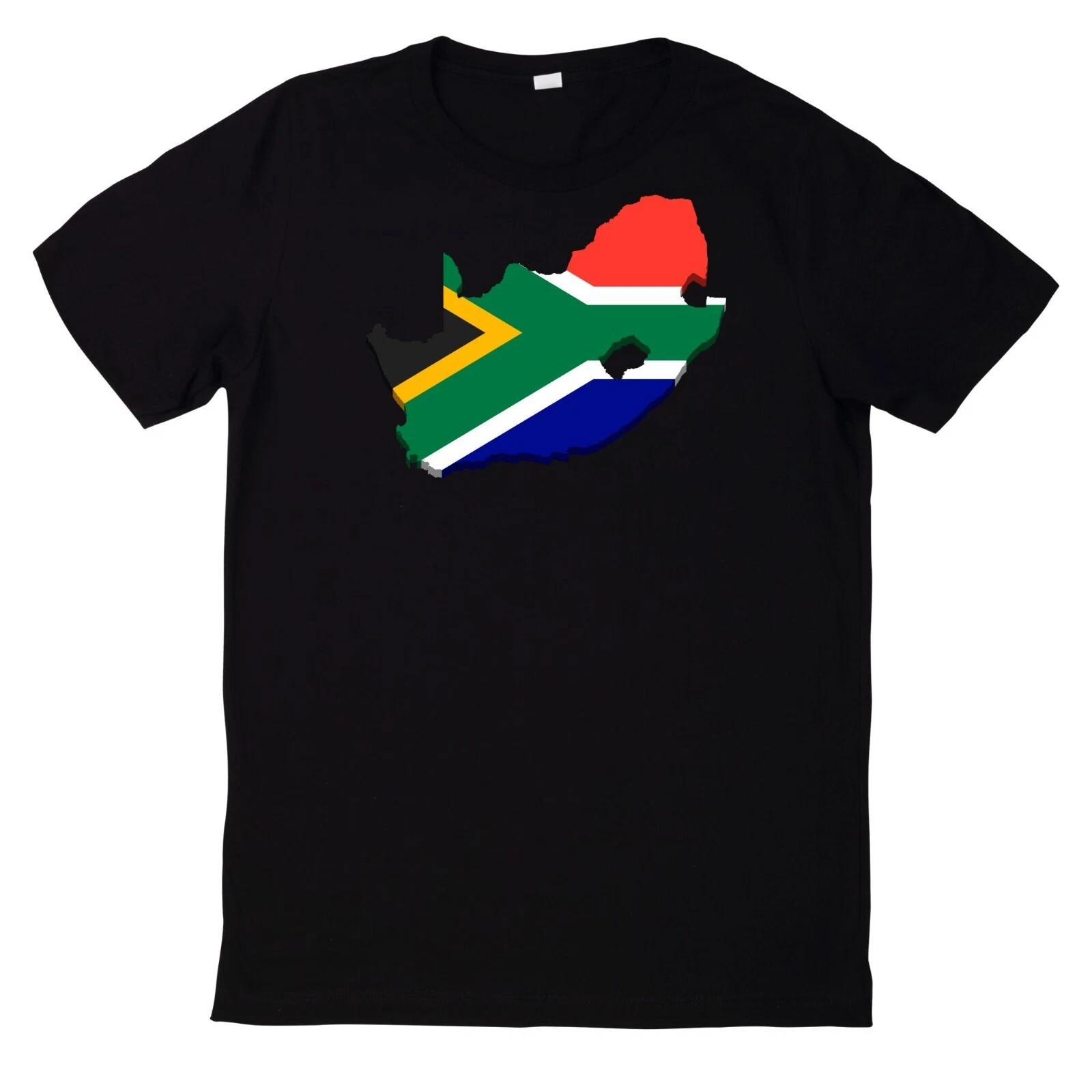 Südafrika Flagge T-Shirt Langkarte Afrika Kontinent Design Shirt Länder Motiv L