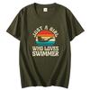 Summer Cotton Short Sleeve Tshirts Funny Swimmer Sport Vintage Swimming Graphic T Shirts Tees Tops Casual Unisex Print T Shirt