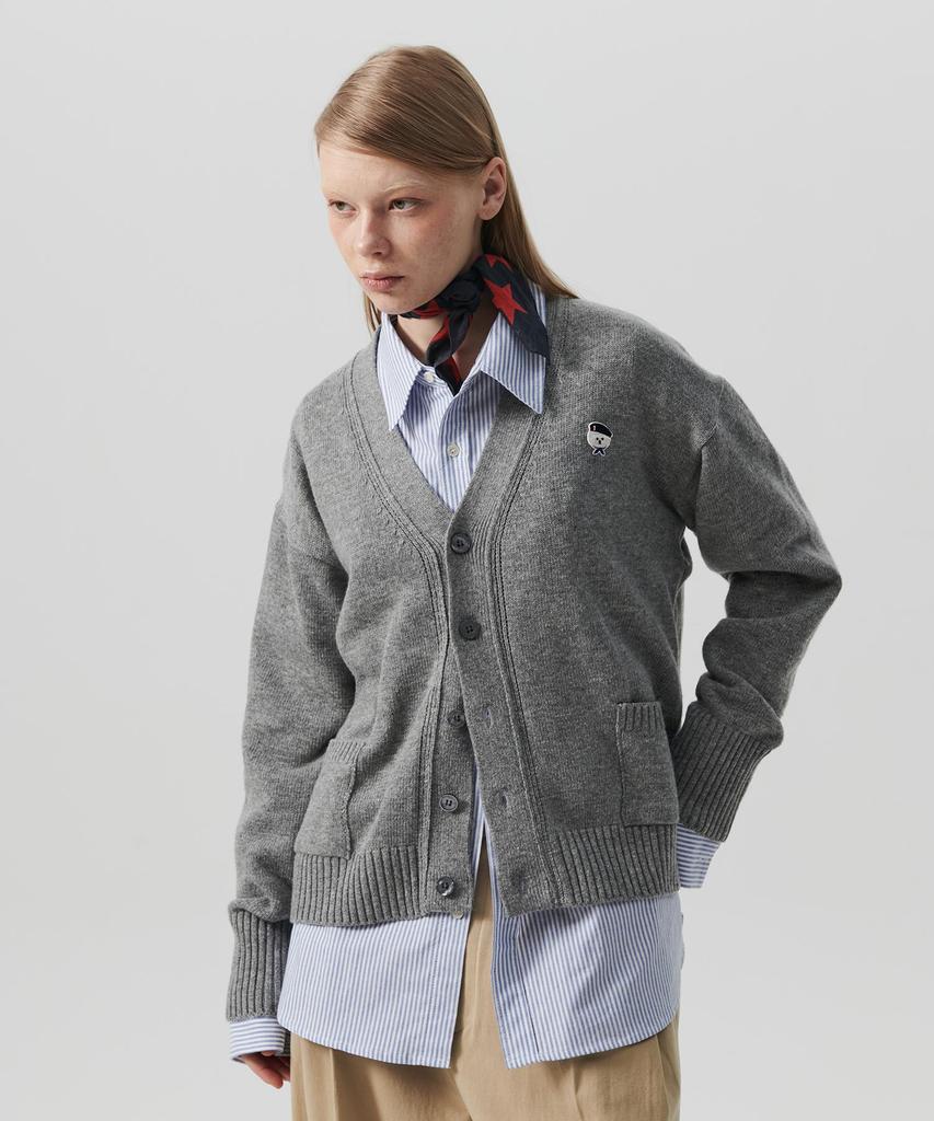 Beyond Closet Ilp Cashmere Classic Logo Cardigan Gray