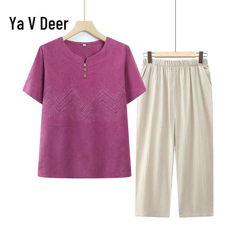 Yalu Women s Summer Tang Style Two-Piece Set 4XL