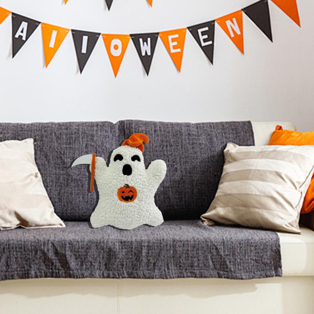 Spooky Ghost Plush Toy Pumpkin Pillow Cushion for Children's Halloween Decoration and Birthday Christmas Gift