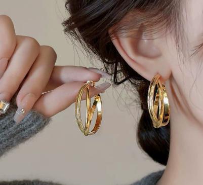 French- large gold hoop earrings