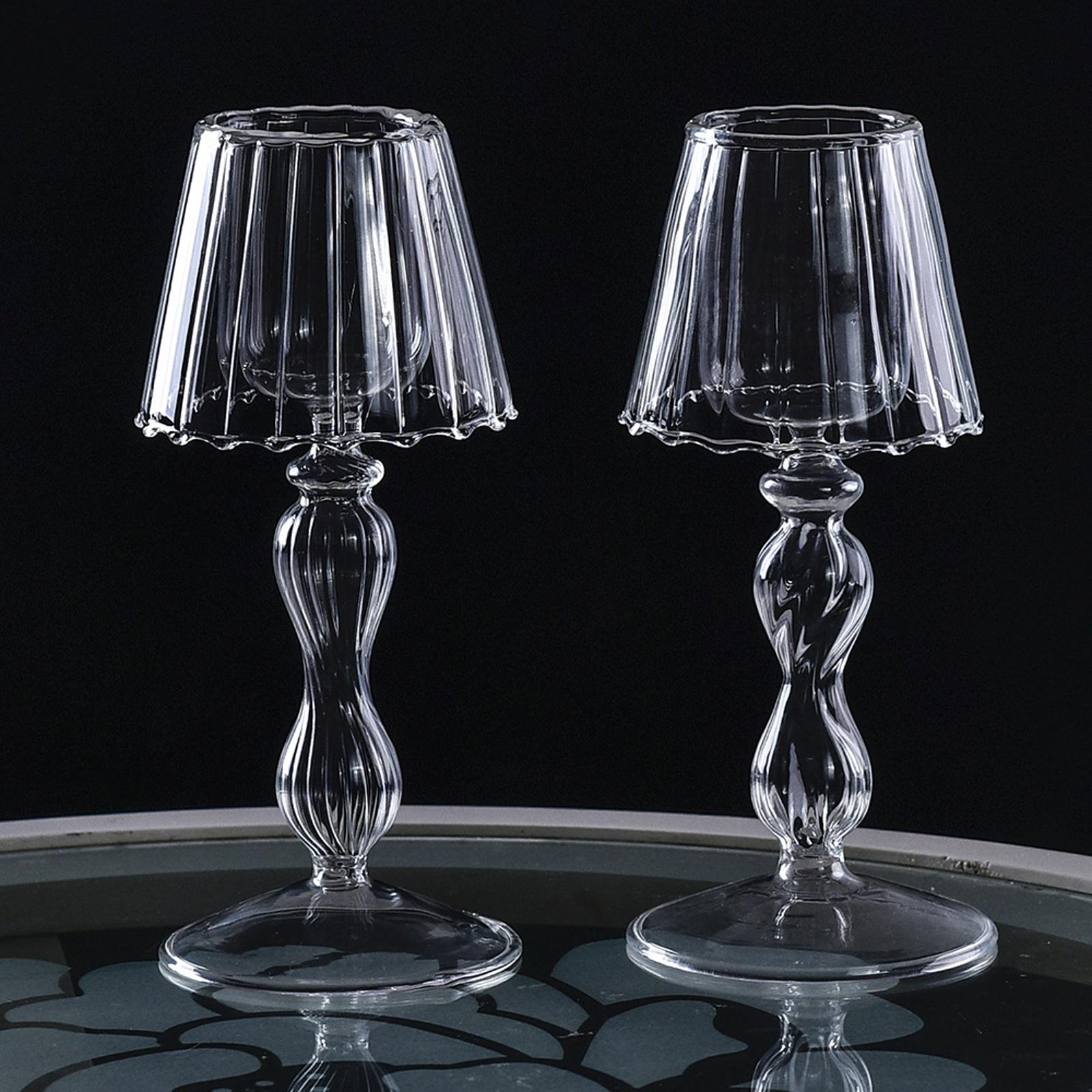 (Stripe verticale) Lampada da Tavolo in Vetro Trasparente a Forma di Candeliere, Ornamento Creativo per Matrimoni e Arredamento Casa gray