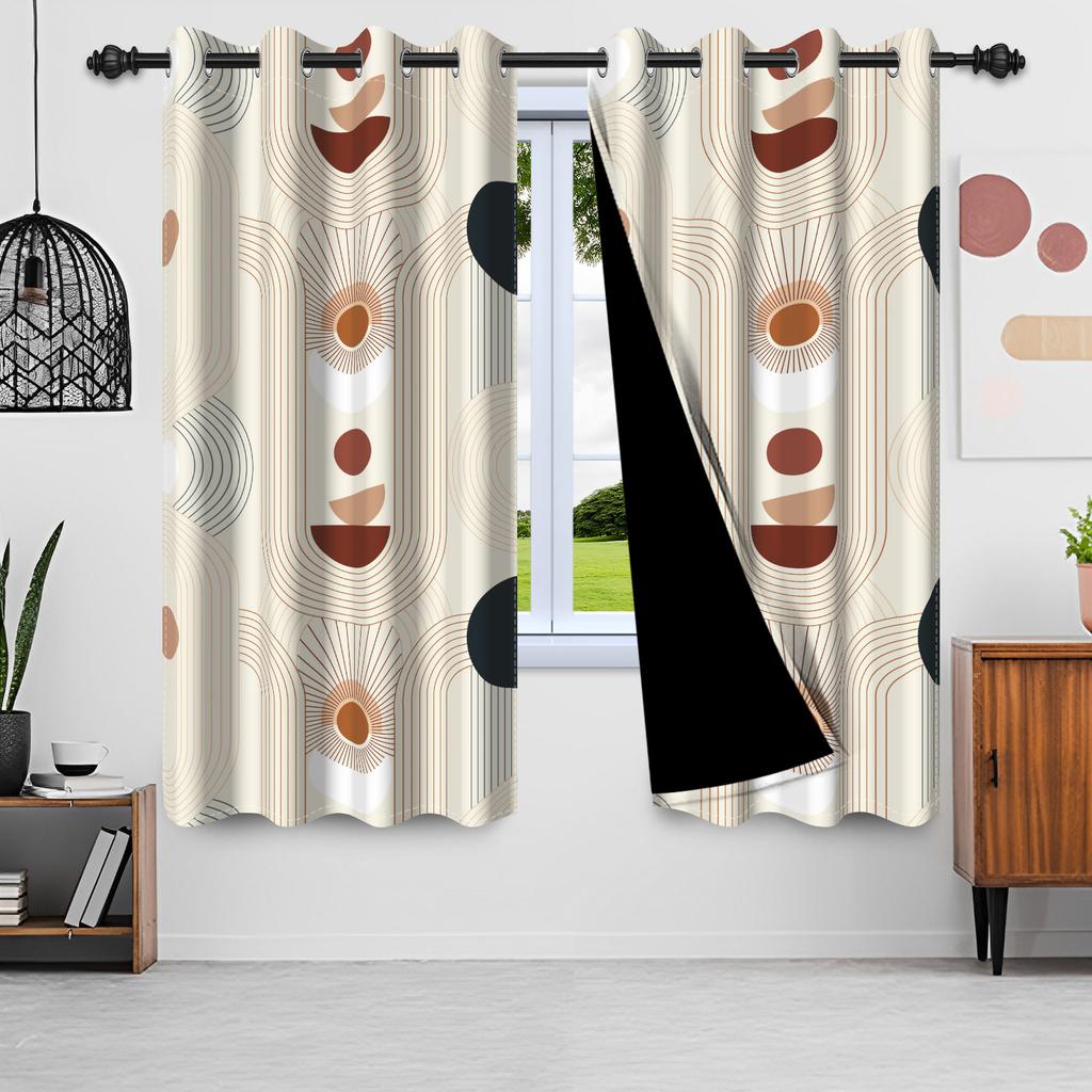 Set aus 2 nordischen Stil-Schattierungs-Fenstervorhängen Grüne Baumblätter Heiminterieur Tropischer Dschungel Schlafzimmer Vorhang Mit Verdunkelung Polyester Perfekt Für