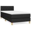 3140827 vidaXL Lit à sommier tapissier avec matelas Noir 90x200 cm Tissu