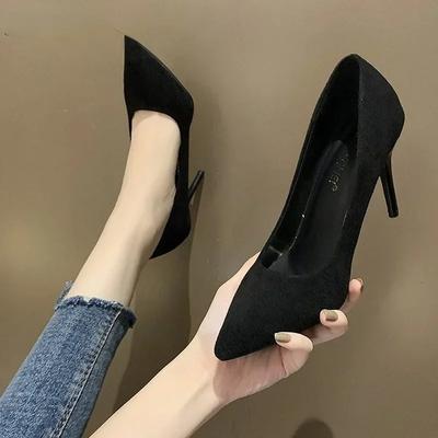 Fashion New Black 6cm Elegant High Heels Stiletto Womens Shoes Pointed Black Etiquette Professional Single Shoes Wedding Shoes
