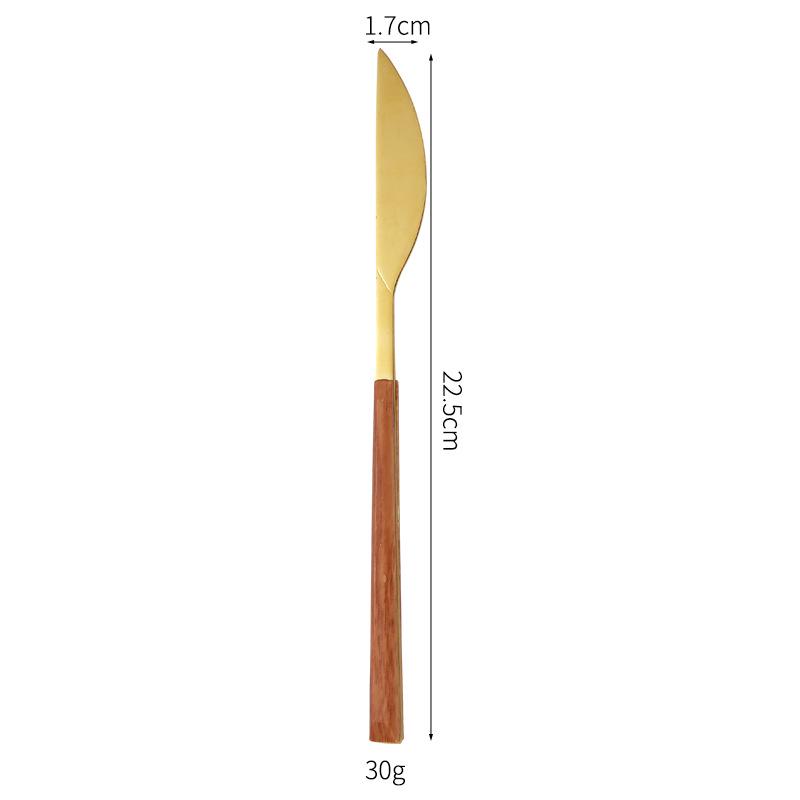 Korean Style Stainless Steel Cutlery Set: Knife, Fork, Spoons with Creative Anti-Wood Handles for Steak, Fruit, and Dessert