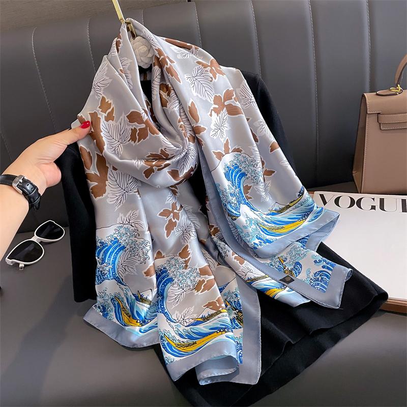 Modny nadruk Duży szal szalik dla kobiet Luksusowy projekt Pashmina Wrap Hidżab Foulard Kobiece plażowe szale Bandana Opaska na głowę Echarpe