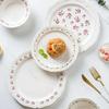 French Style Rose Ceramic Plates Light Luxury Restaurant Dessert Salad Bowls Delicious Dishes Dining Plate Exquisite Tableware
