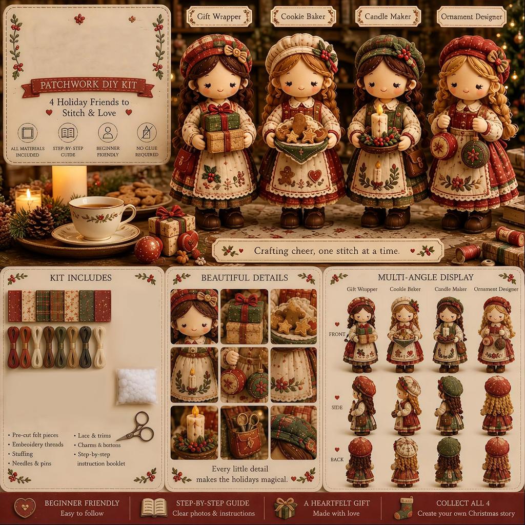 Kit Bambola Patchwork Fai da Te per Bambine Set da Cucito Creativo