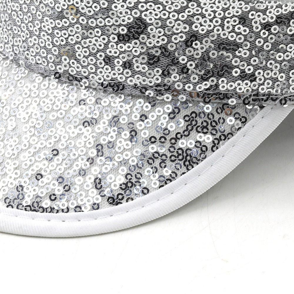 Shiny Embellished Hat PU Leather Captain Cap Casual Style Baseball Cap Carnival Festival