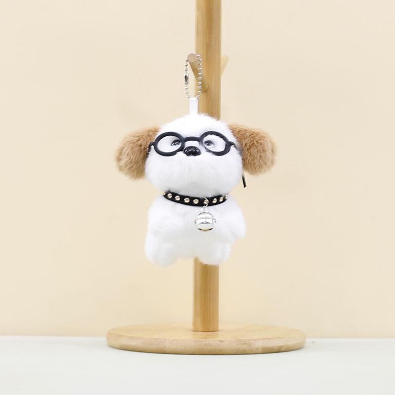 

Очки Милый Щенок Плюшевый Брелок Мягкая Игрушка Колокольчик Подвеска для Сумки Подарок Украшение White Brown