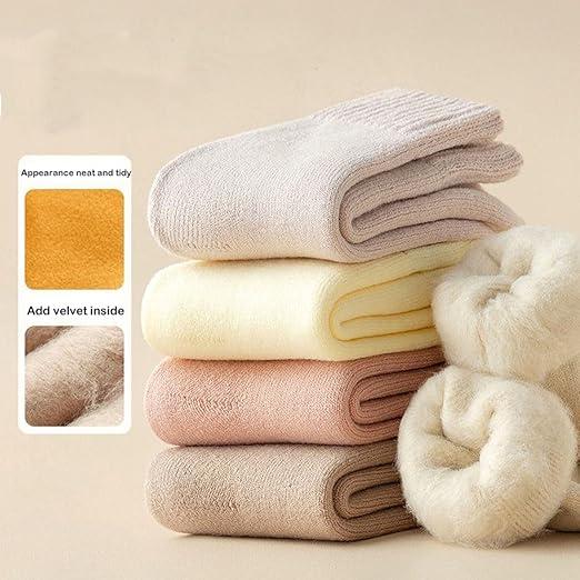 1 Pair Women's/Men's Thermal Wool Socks, Ultra Warm Mid-Calf Winter Socks for Home & Sleep, Thick Fleece Lined Comfort