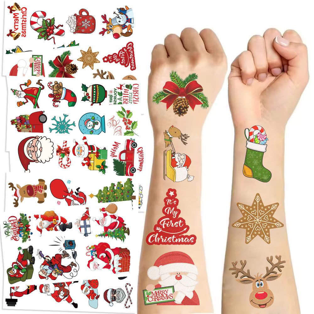 Popular Christmas Tattoo Stickers Waterproof Holiday Party Party Children's Disposable Tattoo Stickers
