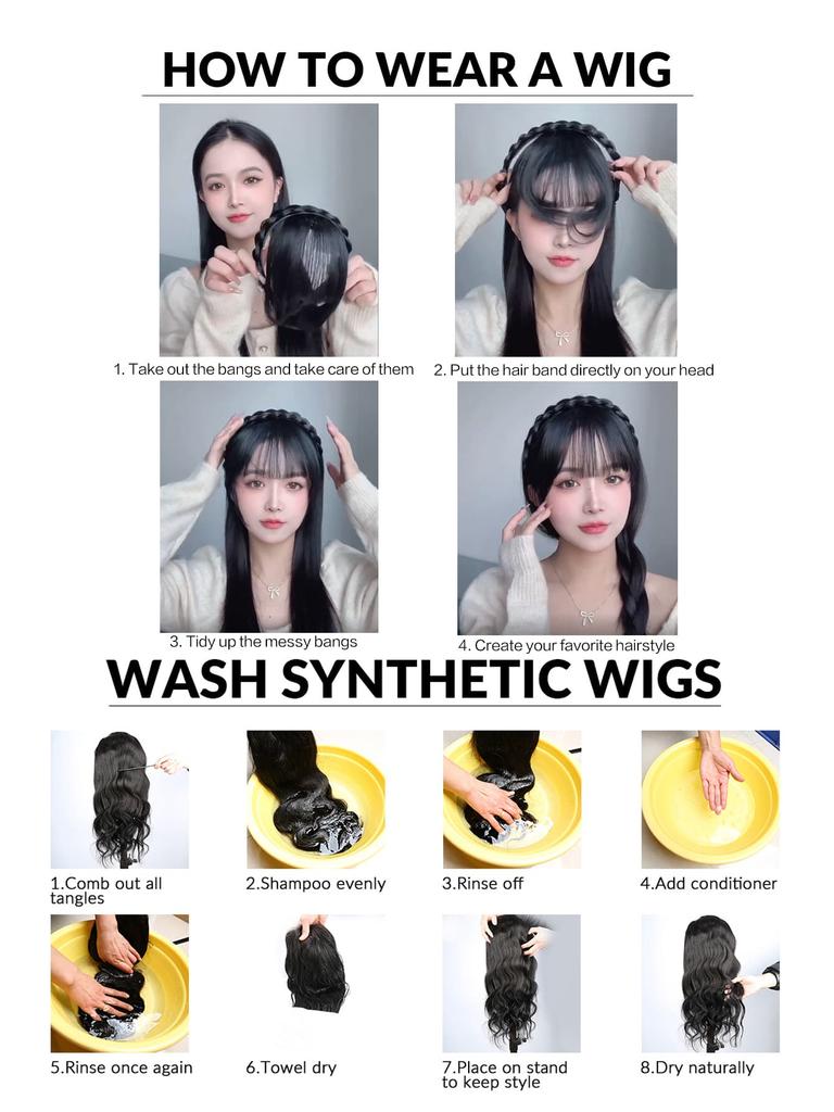 Stirnband Pony Synthetischer Pony Haarverlängerung Falscher Pony Clip-on für Frauen