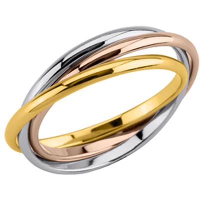 Aliança de casamento banhada a ouro 'Lien d'Amour' 3 tons