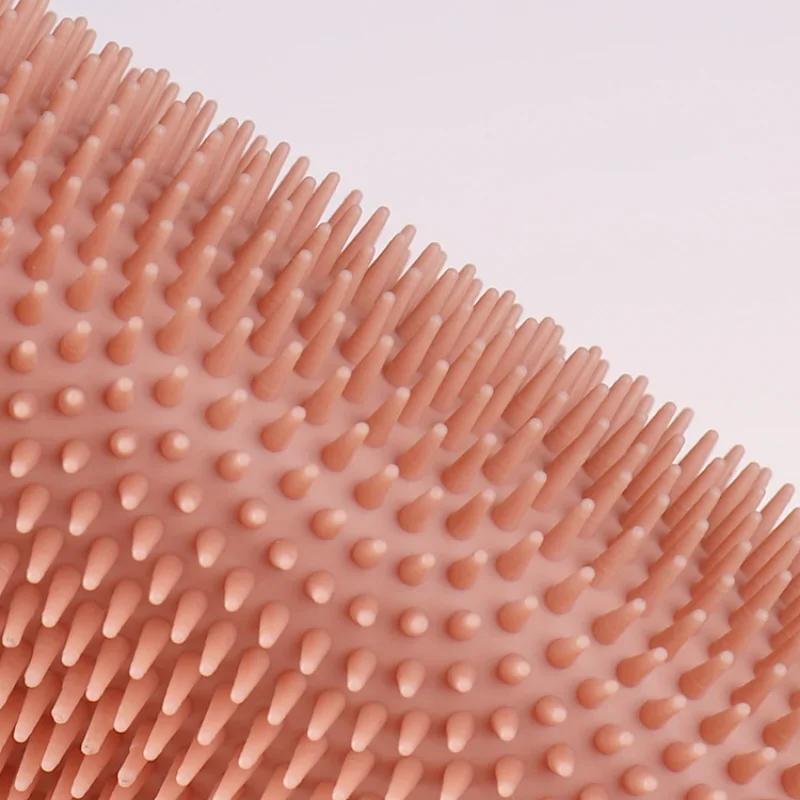 Silicone Body Scrubber Natural Bristles Skin Exfoliator Scrub Shower Sponge Brush Silicone Bath Shower Brush