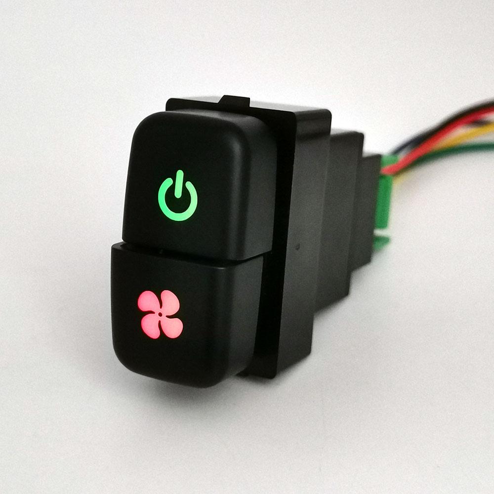 DC12V Car Dual key Switch LED DRL Fan Power on off Radar Switch Button with wire For Mitsubishi Pajero Triton ASX Lancer