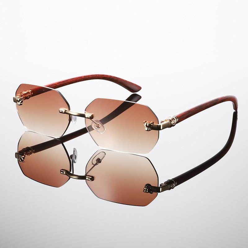 New Fashion Oval Frameless Cut Edge Sunglasses Women'S Summer Uv Resistant Photography Eyewear Men Uv400 Eyeglasses