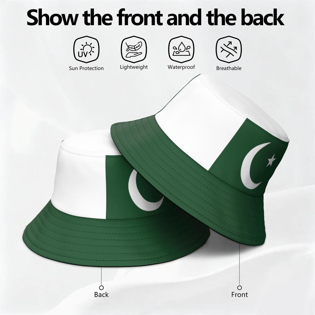 Pakistan Fisherman Hats Free Custom Name Logo Bucket Cap Nation Flag Islam Arabic Islamic Pk Pakistani Arab Print Photo Headgear