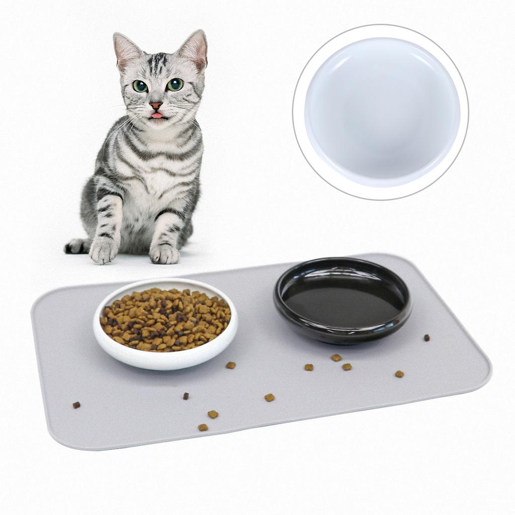 Anti-Overflow Cat Food Bowl Ceramic Pet Feeder Round Mouth Design Prevents Whisker Fatigue Heavy Duty Non-Slip for Cats