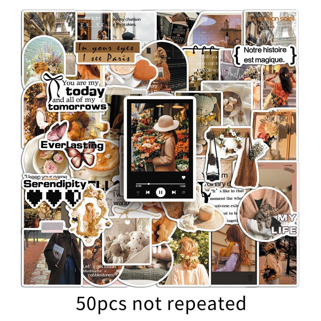 50 French Romantic Retro Stickers: Artistic Phone Case & Journal DIY