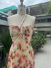 ALC Spaghetti Strap Floral Long Evening Dress - Goddess Style