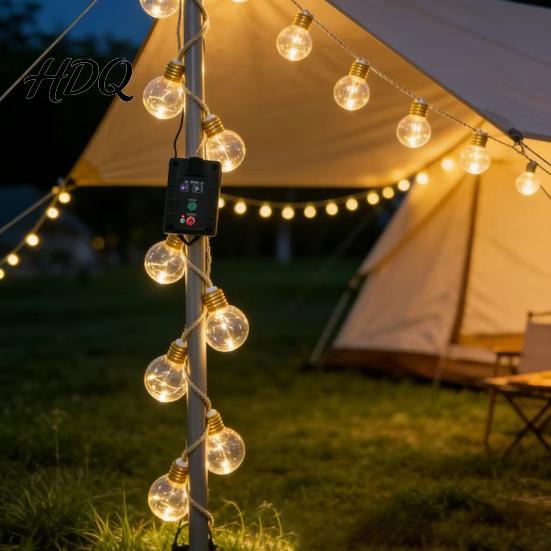 Dekorative Pergola Lichterketten Solar Außenleuchten Vintage Hanfseil Hängelichter mit bruchsicheren Glühbirnen