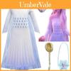 Majestoso Vestido de Fantasia Cosplay Branco da Elsa de Frozen 2 Para Meninas de 3 a 10 Anos Com Capa