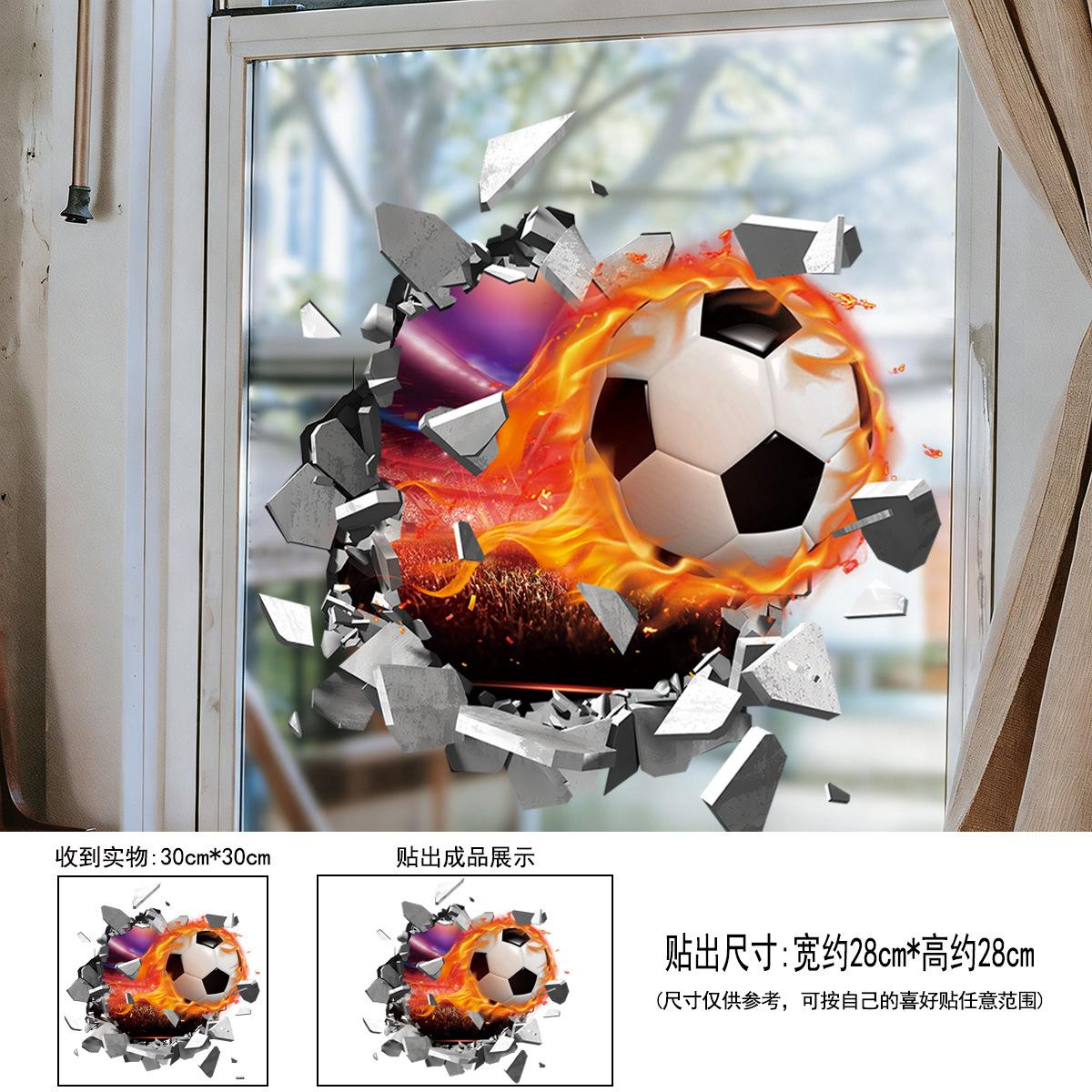 

3D Football Soccer Wall Stickers Self Adhesive Removable Decals for Boys Room Bedroom Wall Decor Kids Sports Theme Decoration 30cmx30cm