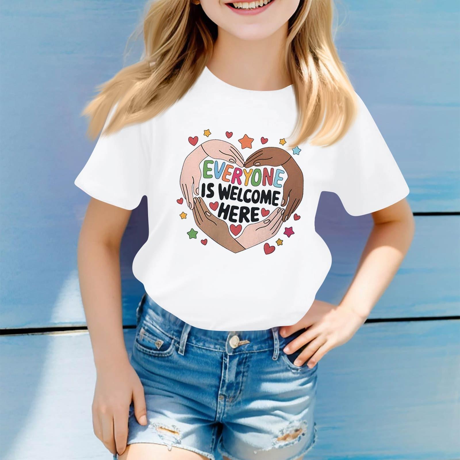 

Дитячий повсякденний зручний вільний легкий топ із короткими рукавами та круглим вирізом 160 білий