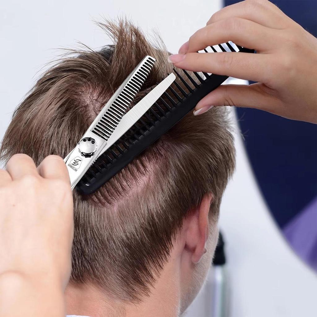 Sangelar 6 Zoll Haarschere Traceless Effilierschere Silber Professionelle Friseurschere Barber Cut Hair Tools