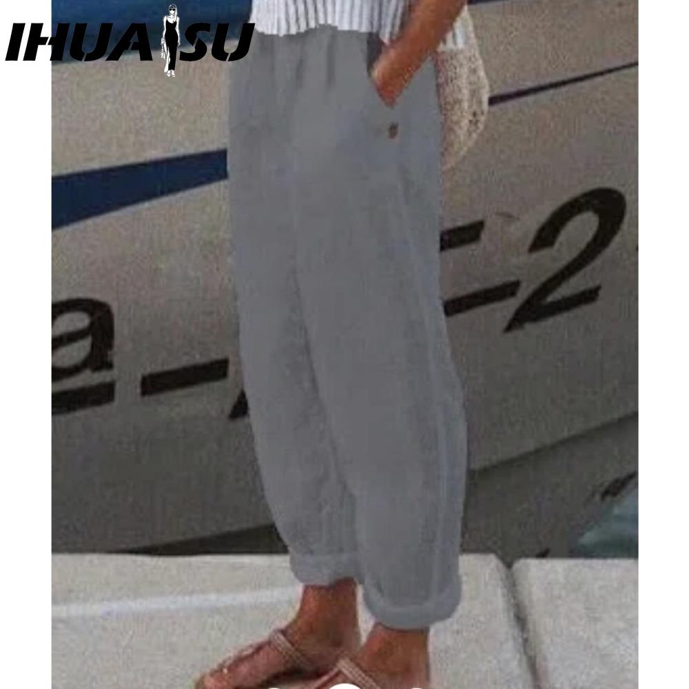 IHUASU 8 Barev Dámská Móda Ležérní Jednobarevný Potisk Kalhoty & Capri s Vysokým Pasem